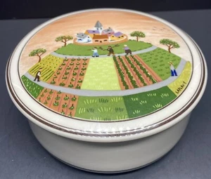 Villeroy Boch Design Naif LaPlau 1 Porcelain Candy Trinket Box Village Fields - Picture 1 of 10