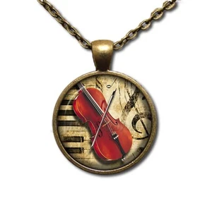 Cello Cellist Music Musician Gift - Handmade Glass Pendant Necklace Teacher Gift - Picture 1 of 10