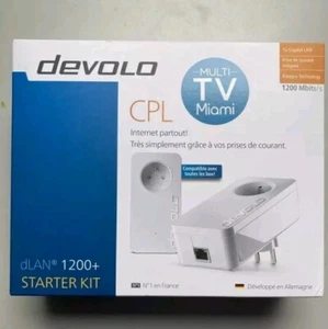 CPL DEVOLO 1200 DLAN, COMPATIBLE AVEC TOUTES LES BOX, 2 PRISES ET 2 FICHES RJ45. - Photo 1/11