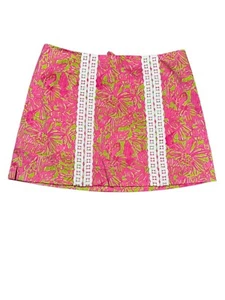 Minifalda Lilly Pulitzer Rosa y Verde Línea A Blanco Acentos Talla 6 Preppy - Imagen 1 de 7