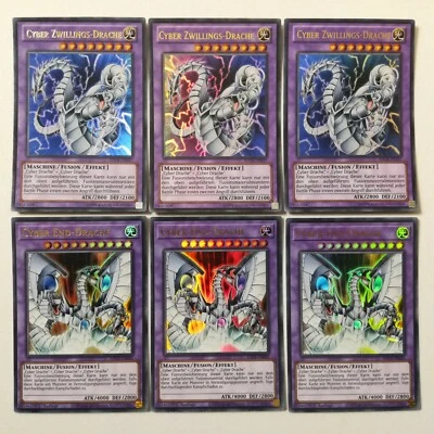 Cyber End-Drache Cyber Zwillings-Drache Yugioh 6 Karten Set Ultra Rare Fusion DE - Bild 1 von 3