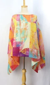 Poncho Chal Capa PLEATS PLEASE Madame-T Naranja/Multicolor ISSEY MIYAKE 146 0229 - Imagen 1 de 7