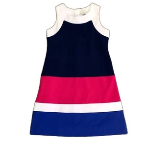 Florence Eiseman White Navy Fuschia Royal Colorblock Sleeveless Dress Size 10 - Picture 1 of 14