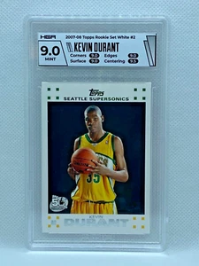 Kevin Durant 2007-08 Topps Rookie Set White #2 RC HGA Slab Graded 9 MINT - Picture 1 of 2