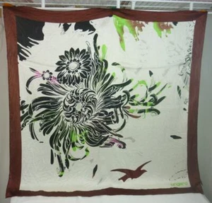 Vintage Ungaro Silk Abstract Floral Scarf Brown Black Green and Pink 24G031 - Picture 1 of 9
