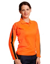 A.I.W TrueDry Hi-Vis Ladies Long Sleeve Cotton Blend Safety Legend Polo Shirt