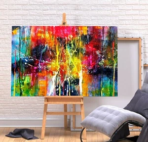 JACKSON POLLOCK 13 - ROT GELB BUNT GERAHMTE LEINWANDKUNST BILDDRUCK - Bild 1 von 3