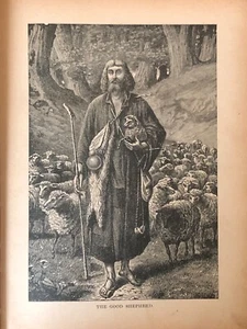 Antique 1909 "The Good Shepherd" Bible Story Engraving Book Print~Unknown Artist - Picture 1 of 7