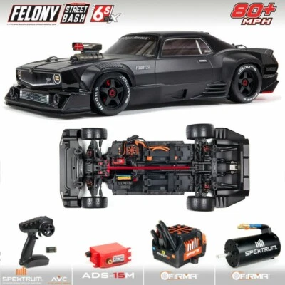 ARRMA ARA7617V2T1 BLACK 1/7 FELONY 6S BLX Street Bash All-Road Muscle Car RTR - Image 1 of 4