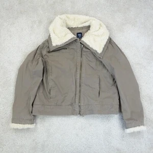 Chaqueta Gap para mujer extra grande cuello de piel sintética de aviador 2011 cremallera Y2K años 2000 - Imagen 1 de 13