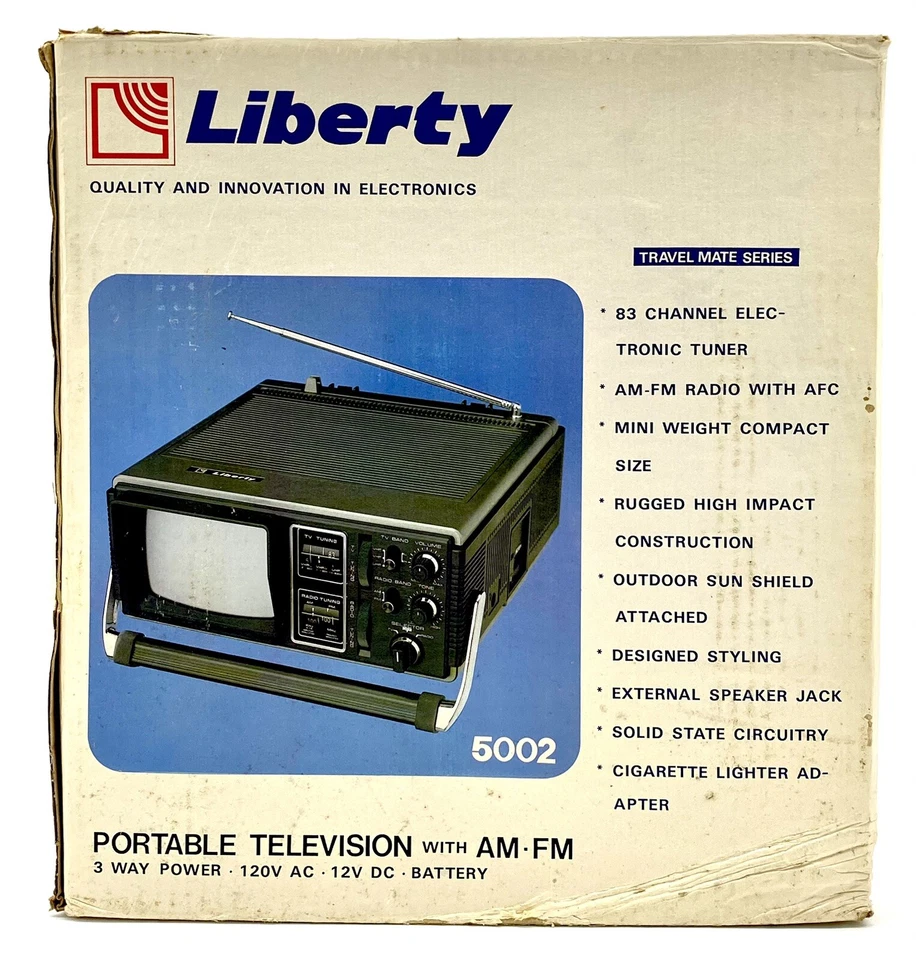 RAB24 - De colección Liberty UHF VHF Portátil 5" Televisión AM FM Radio #5002 Foto 1 de 4