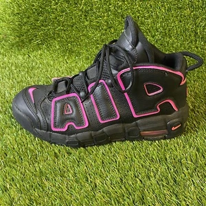NIKE AIR MORE UPTEMPO (GS) BLACK-PINK BLAST Size 6Y 415082-003 - Picture 1 of 12