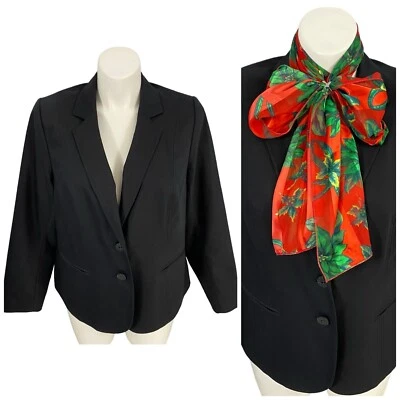 Blazer Lane Bryant Mujer 20 Negro Cápsula Básica Officecore Carrera Chaqueta Trabajo Foto 1 de 4