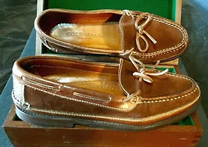 COLE HAAN SHOES MEN'S 9.5 SLIP-ON LOAFER BROWN SUEDE LEATHER GREAT CONDITION VTG - Picture 1 of 11
