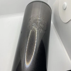 Starbucks Black Glitter Gradient Stainless Steel Cold Cup Holiday 2019 24oz - Picture 1 of 5