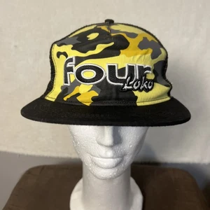 VIER LOKO gelb schwarz Camouflage Mesh Cap Mütze Koffein Alkohol Getränk Y2K bestickt - Bild 1 von 11