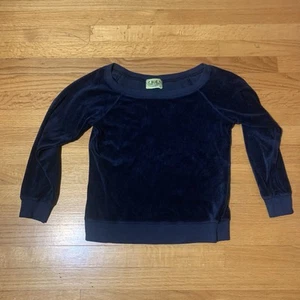 Juicy Couture Pam Gela Frottee Velours U-Boot-Ausschnitt Top Shirt blau Damen Large - Bild 1 von 8