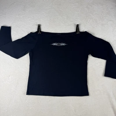 Harley Davidson мотоцикла черный длинным рукавом женщин XL ремни сделано в США - Изображение 1 из 4