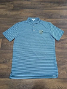 Peter Millar Summer Comfort Polo Shirt Men Sz M Blue Striped Holy Golf Club Logo - Picture 1 of 7