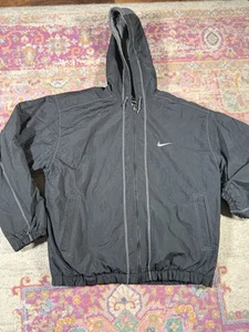 Vintage Nike Hooded Nylon Quilted Jacket Black Gray XL - Picture 1 of 7