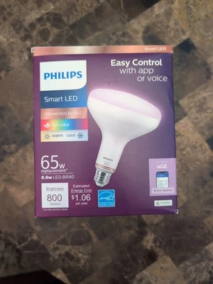Philips Smart Wi-Fi LED Flood Light, Full Color 65W, BR40 Bulb Type, APP Enabled - Image 1 of 4