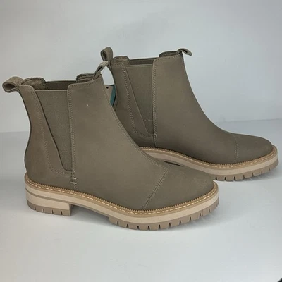 NUEVOS TOMS Dakota Botines de Cuero Resistente al Agua Talla 8 Taupe/Gris Sin Cordones Foto 1 de 4