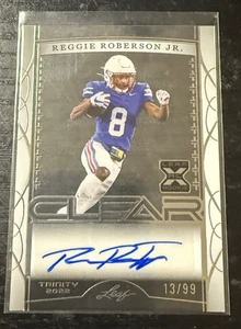 2022 Leaf Trinity Football Clear Silver Foil Auto 13/99 Reggie Roberson Jr. - Picture 1 of 3