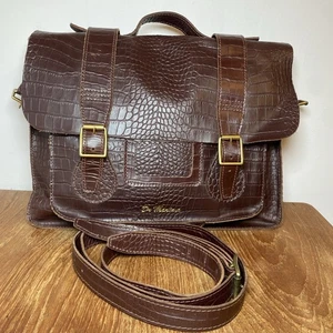 Dr Martens große Kroko braun robuste Umhängetasche Leder 15" x 11" x 4" neuwertig - Bild 1 von 10