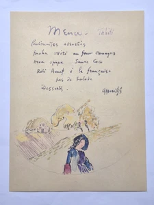 1899-1901 Paul Gauguin Illustrated Tahiti Menu 1950s reproduction print - Picture 1 of 2