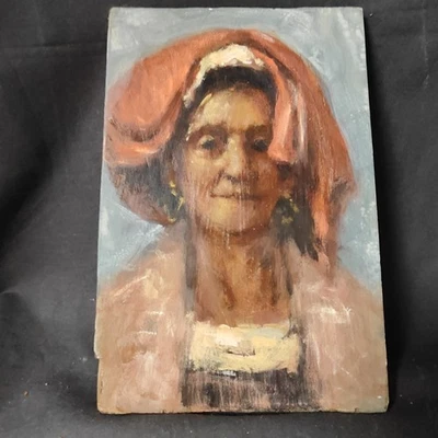 peinture ancienne sur bois,paysanne Des Pouilles, Début 20eme Italie Du Sud - Photo 1/2