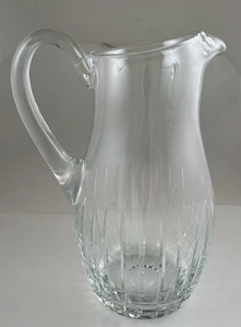 11” Block Crystal Hand Cut Mouth Blown Pitcher Glass Water Jug Rhapsody - Picture 1 of 7