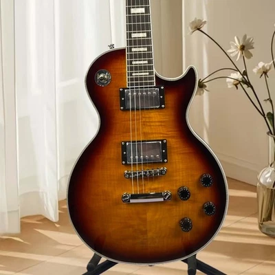 LP Custom Electric Guitar Cowhair Brown Chrome Plated Accessories USA Stock Guit - Image 1 of 4