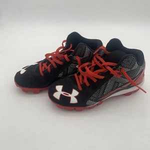 Under Armour Cleats Baseball Softball Black- Red Size US 3Y - Picture 1 of 5