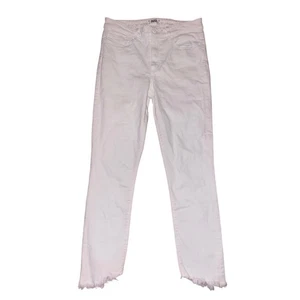 Pantalones de mezclilla Paige para mujer 29 blancos Hoxton tobillo desgastados ajustados elásticos mezcla de algodón - Imagen 1 de 4