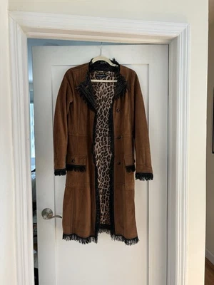 Abrigo de gamuza marrón con flecos Dolce & Gabbana vintage Foto 1 de 2