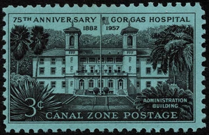 Canal Zone Stamp Scott #148 Mint F-VF 3 Cents Black on Light Blue Paper Hospital - Picture 1 of 1