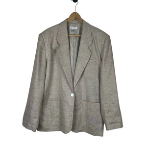 Talbots Linen Blazer Size 14 Light Tan One Button Coastal Quiet Luxury Preppy - Picture 1 of 9