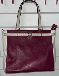 Vintage Kate Spade Pflaume & Beige Handtasche Farbblock zweifarbig Wellesley - Bild 1 von 16