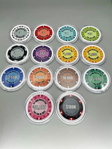 Poker chip set of 14 RARE "bit coin beats fiat" 2023-bit coin Lealana CASASCIUS - Picture 1 of 8