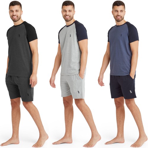 Snuggaroo Mens Short Sleeve Pyjama Set PJs Loungewear T Shirt Shorts