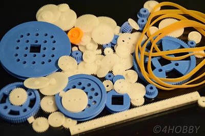 80+10 teiliges Zahnrad-Set Antriebsrädchen + Antriebsgummi Kunststoff Zahnräder - Bild 1 von 3