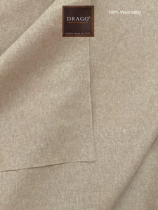 BEIGE Super 120's Wool Flannel Suiting Fabric Fine Woven Twill DRAGO ITALY 3.5 m - Picture 1 of 12