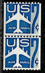 HICK GIRL-OLD MINT U.S. AIRMAIL  SC#C52  COIL LINE PAIR      X8617