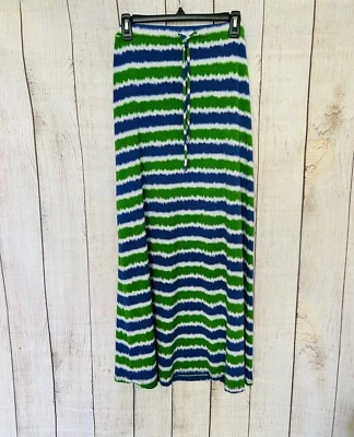 MICHAEL Michael KORS Women’s Blue Green Striped Jersey Maxi Skirt Size L - Image 1 of 4