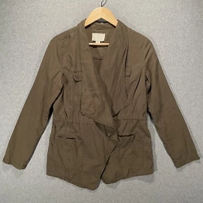 Caslon Olive 绿色抽绳轻便实用垂褶夹克女式 XS 棉 — 第 1/4 张图片