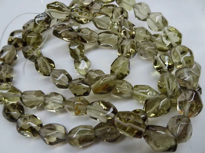 15 1/2" Str Natrl pepita faceta lisa quartzo esfumaçado 10-12mm contas de pedra A884 DNG - Imagem 1 de 3