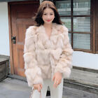 Fox Fur Jacket Women's V-Neck Winter luxury warm thicken outwear parka Coat 