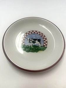 Fannie’s Farm Salad Plate 8” Century Stoneware Black & White Dairy Cow - Picture 1 of 3