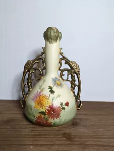 Art Nouveau Austrian Ernst Wahliss HP Turn Wien Vienna Flowers Vase- 6401/6407? - Picture 1 of 8