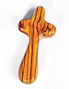 Olive Wood Holding/Caring/Comfort/Praying Cross ,Hand Made in Jerusalem City - Picture 1 of 7